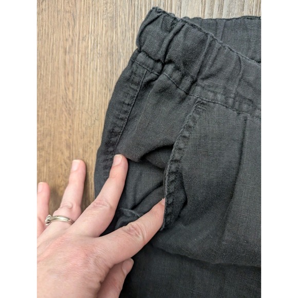 Allen Allen‎ Pants Womens XL Black 100% Linen Wide Leg Lounge High Rise Relaxed - Picture 3 of 10